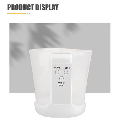 Electronic milk measuring cup scale with graduations