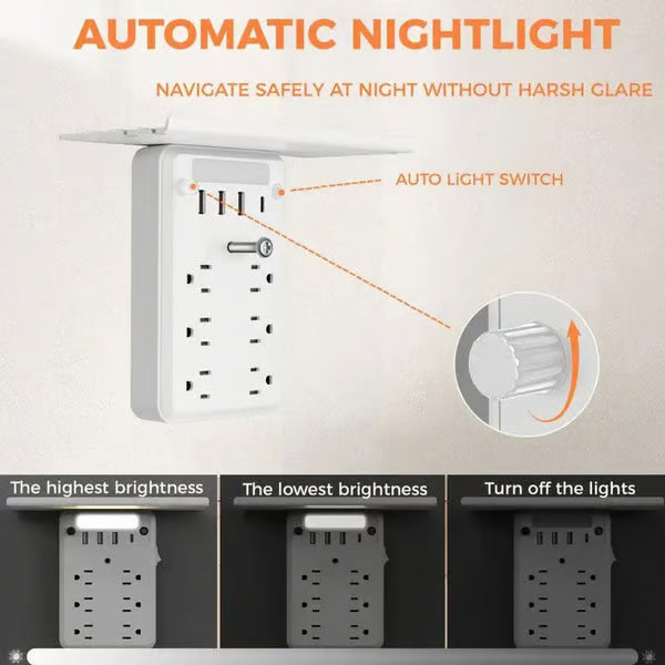 Wall Outlet Extender with Shelf Night