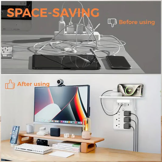 Wall Outlet Extender with Shelf Night