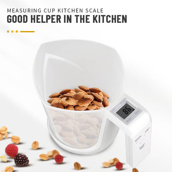 Electronic milk measuring cup scale with graduations