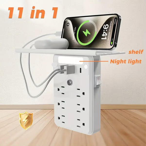 Wall Outlet Extender with Shelf Night