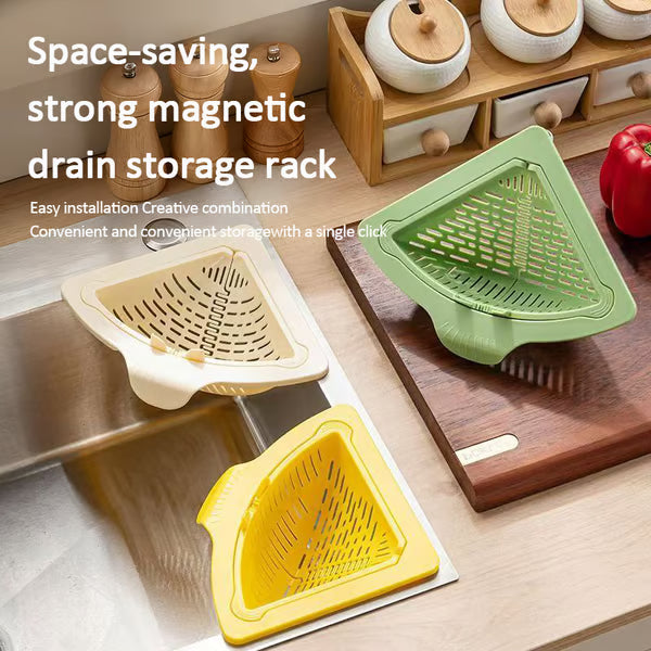 Magnetic triangular drain basket