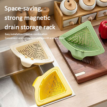 Magnetic triangular drain basket