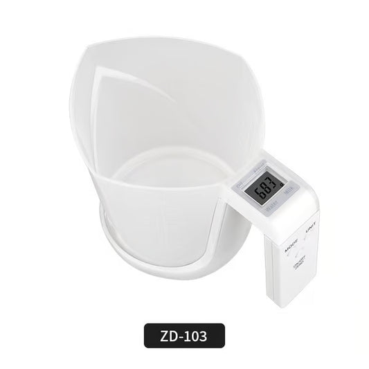 Electronic milk measuring cup scale with graduations