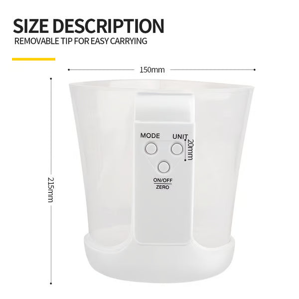 Electronic milk measuring cup scale with graduations