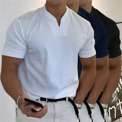 👕SCONTO DEL 60% ORA! 💎 T-shirt da uomo a maniche corte con scollo a V, stile business, in misto cotone traspirante, vestibilità classica e disponibile fino alla taglia 5XL ✨